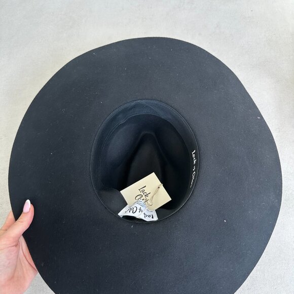 NWT Lack of Color Montana Midnight Muse Wool Felt Fedora Hat Black Wide Brim - Picture 8 of 10